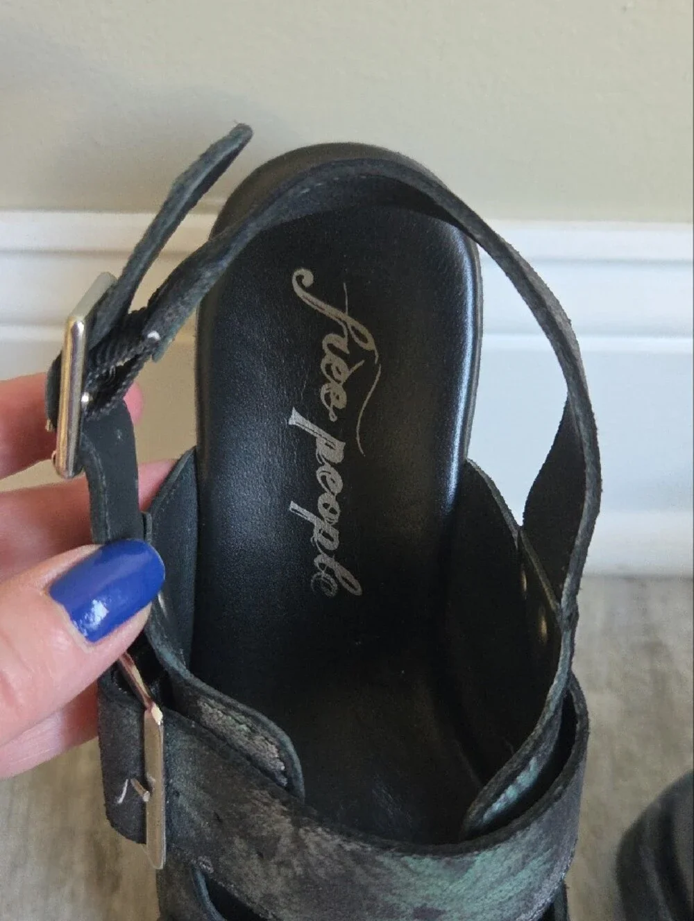 Free People Black Daisy Colorway Platform Sandals